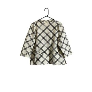 Talbots XLP Top Windowpane Popover  Boat Neck Office Career Sophisticated NWT